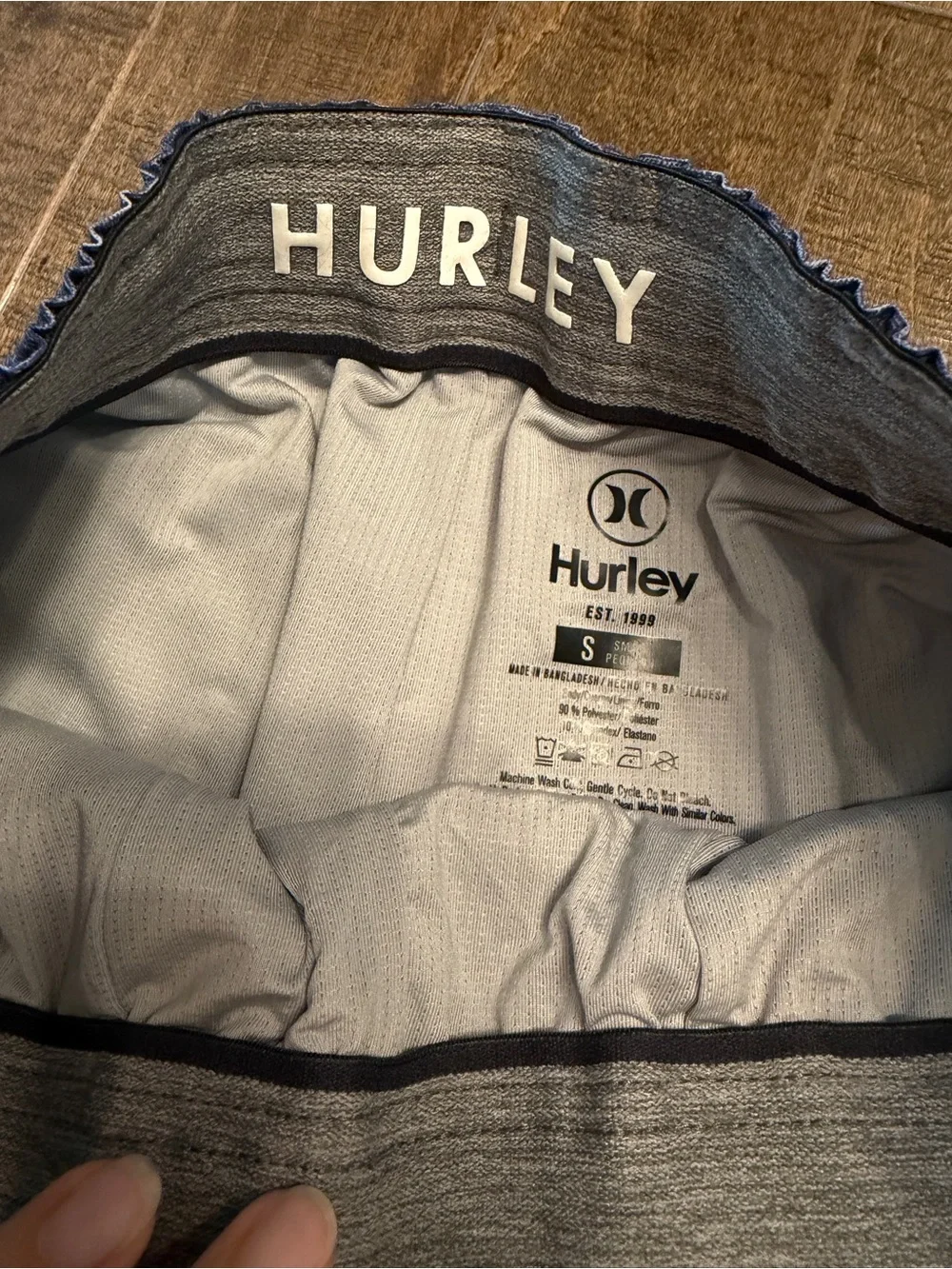 Hurley Men’s Aqua and Navy Striped Athletic Shorts